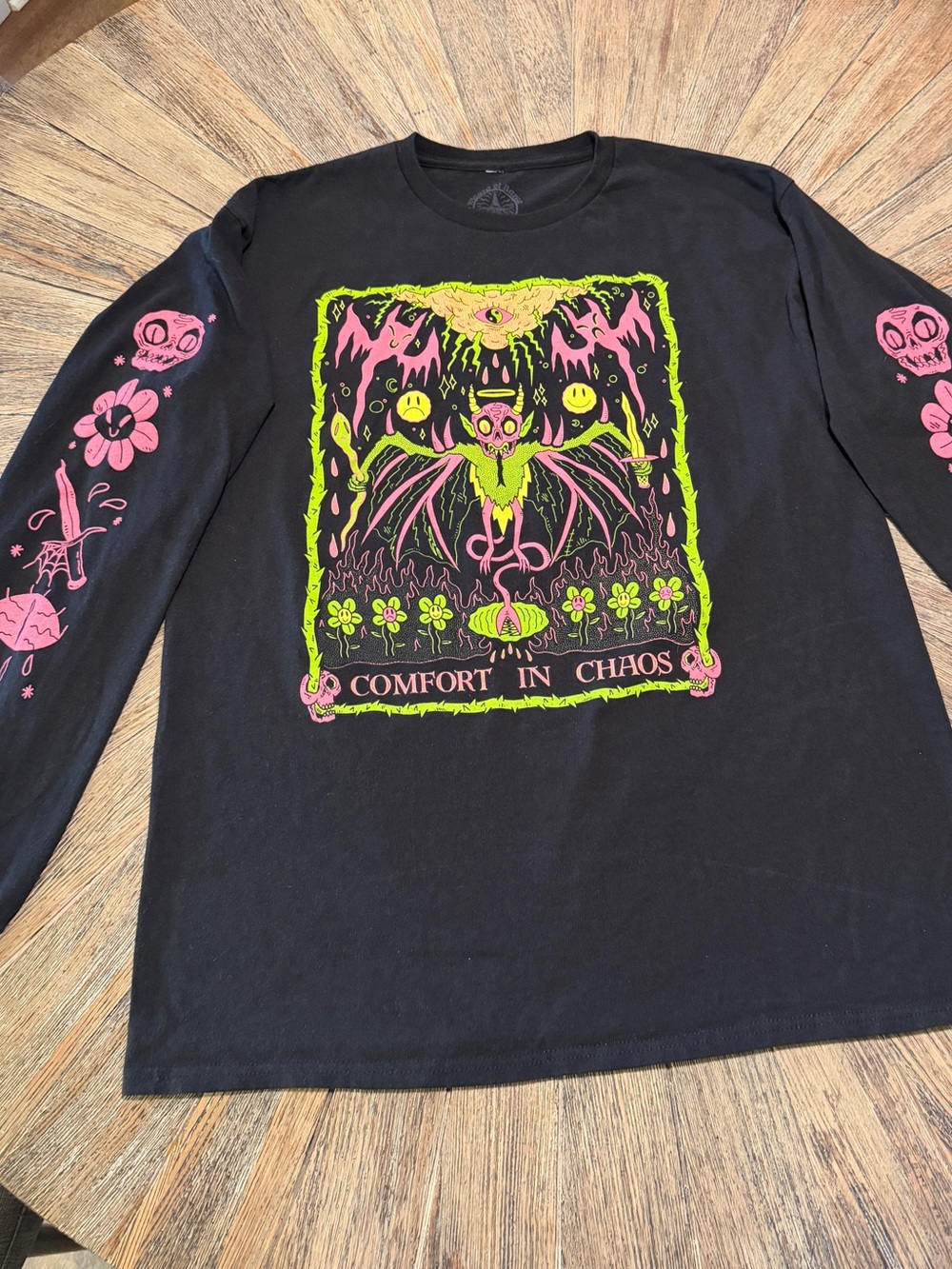 Wizard of Barge Long Sleeve Shirt Goth Punk Y2K Comfort in Chaos L demon bat